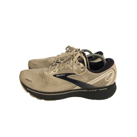 Brooks Ghost 14 Men size 8.5 Beige Navy Lightweight Mesh Sneakers Running Shoes - Picture 3 of 8